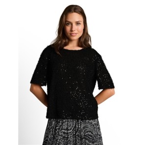 Tom Tailor dames T-shirt glitter Zwart Tom Tailor dames T-shirt glitter Zwart